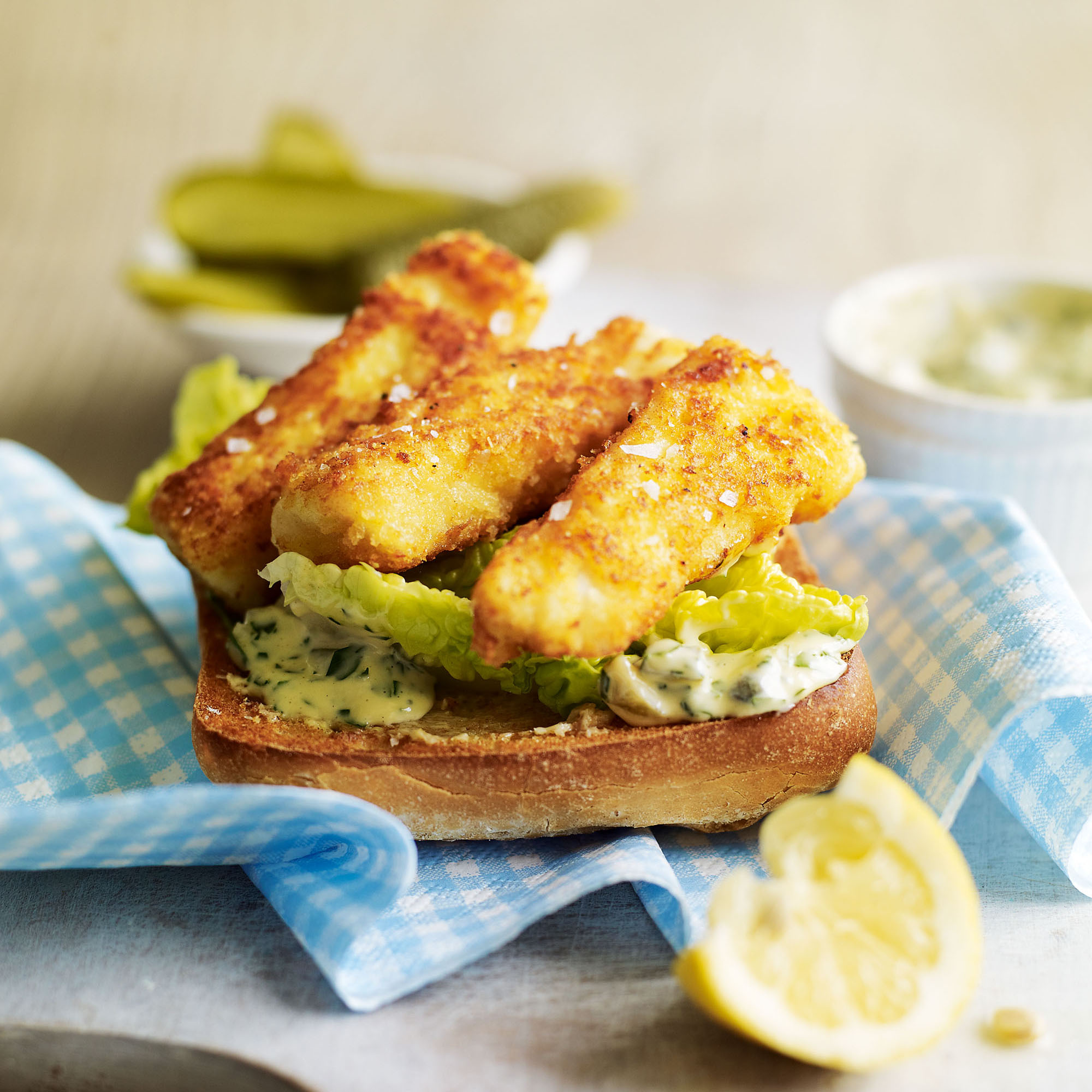 Homemade Fish Finger Sandwich with Tartare Sauce, Lunch Recipes