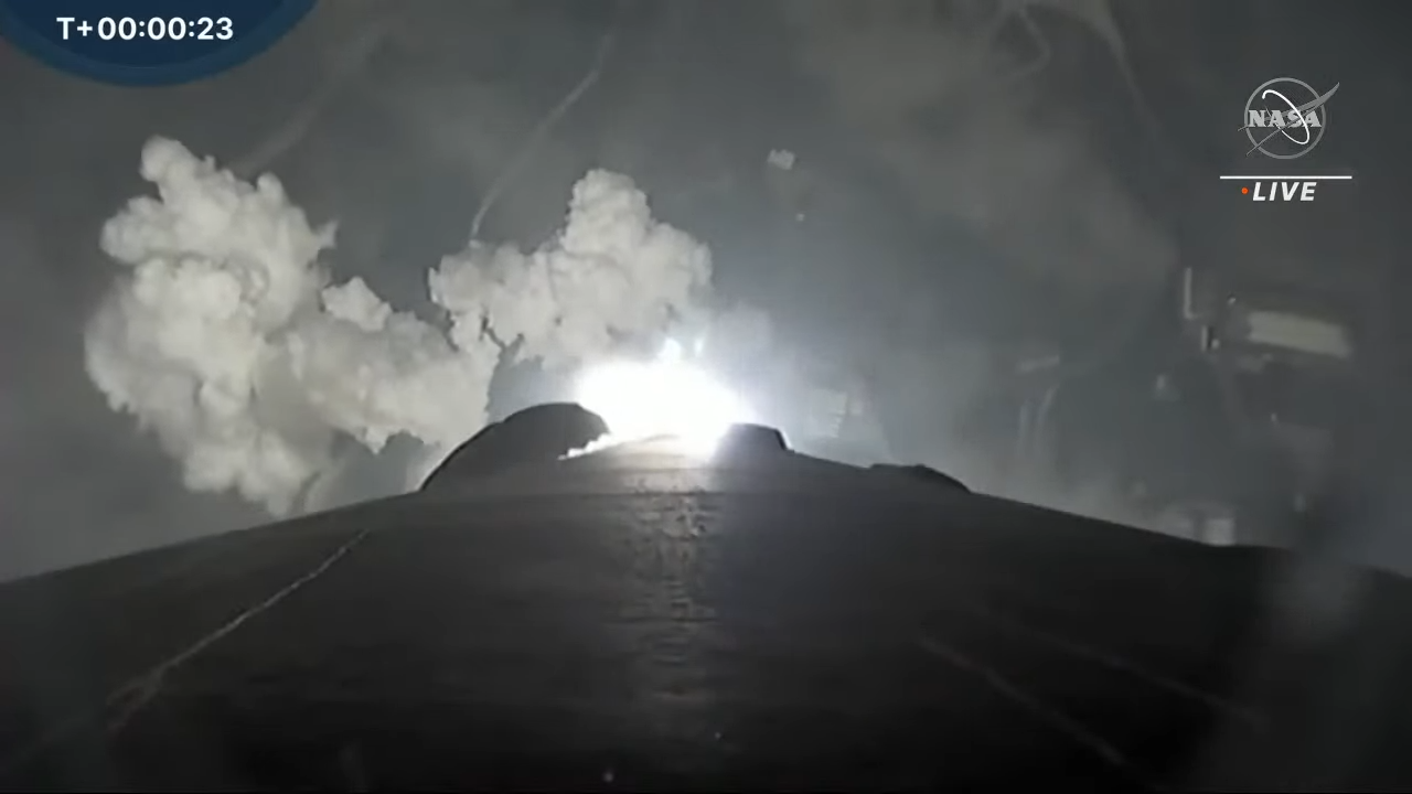 A screenshot from NASA TV's webcast of the launch of the agency's Double Asteroid Redirection Test.