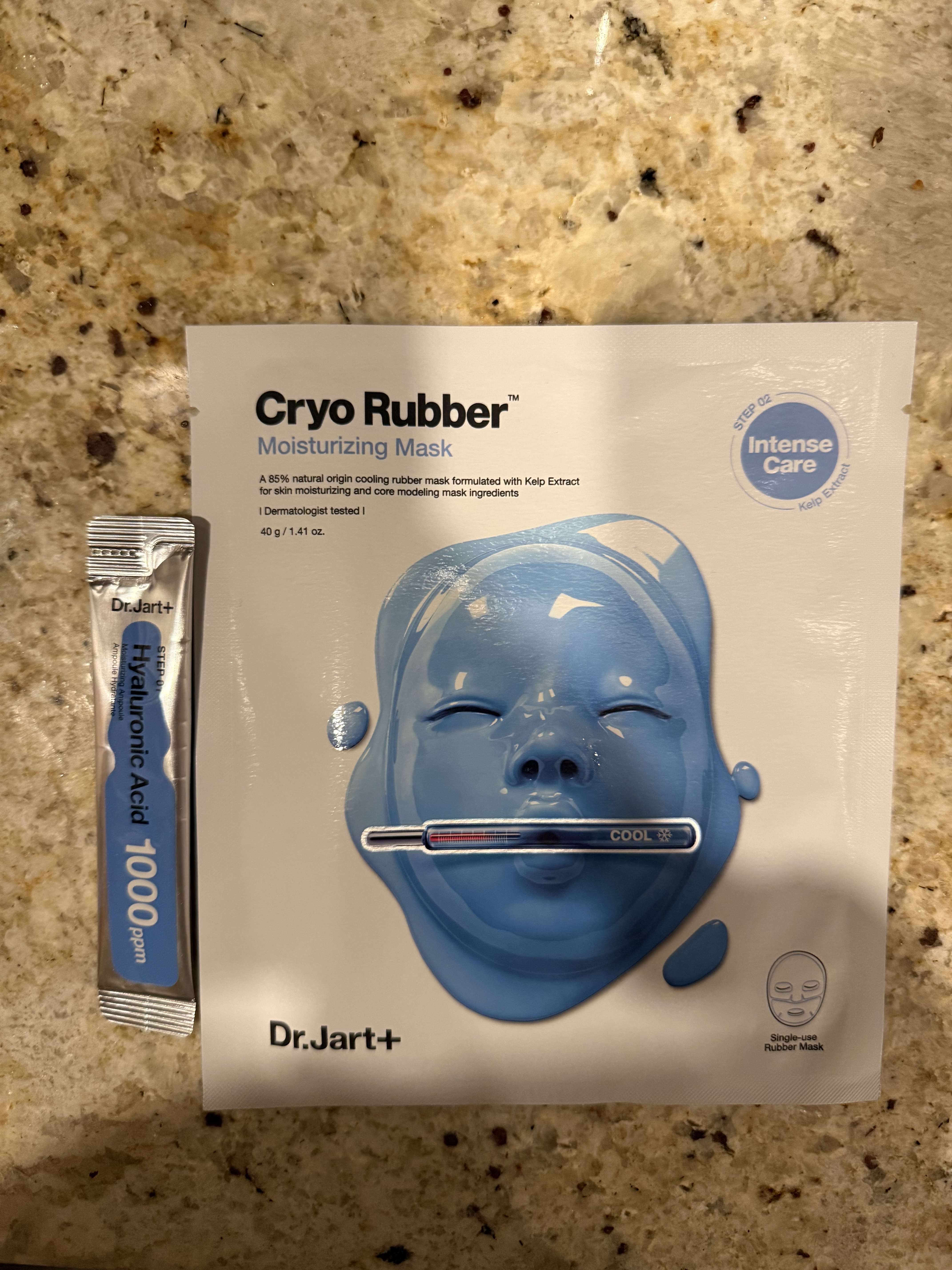 sheet mask on marble background