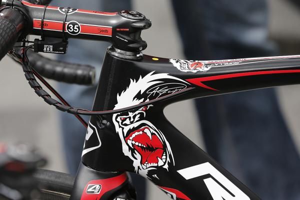 The bike of Andre Greipel sports his trademark gorilla