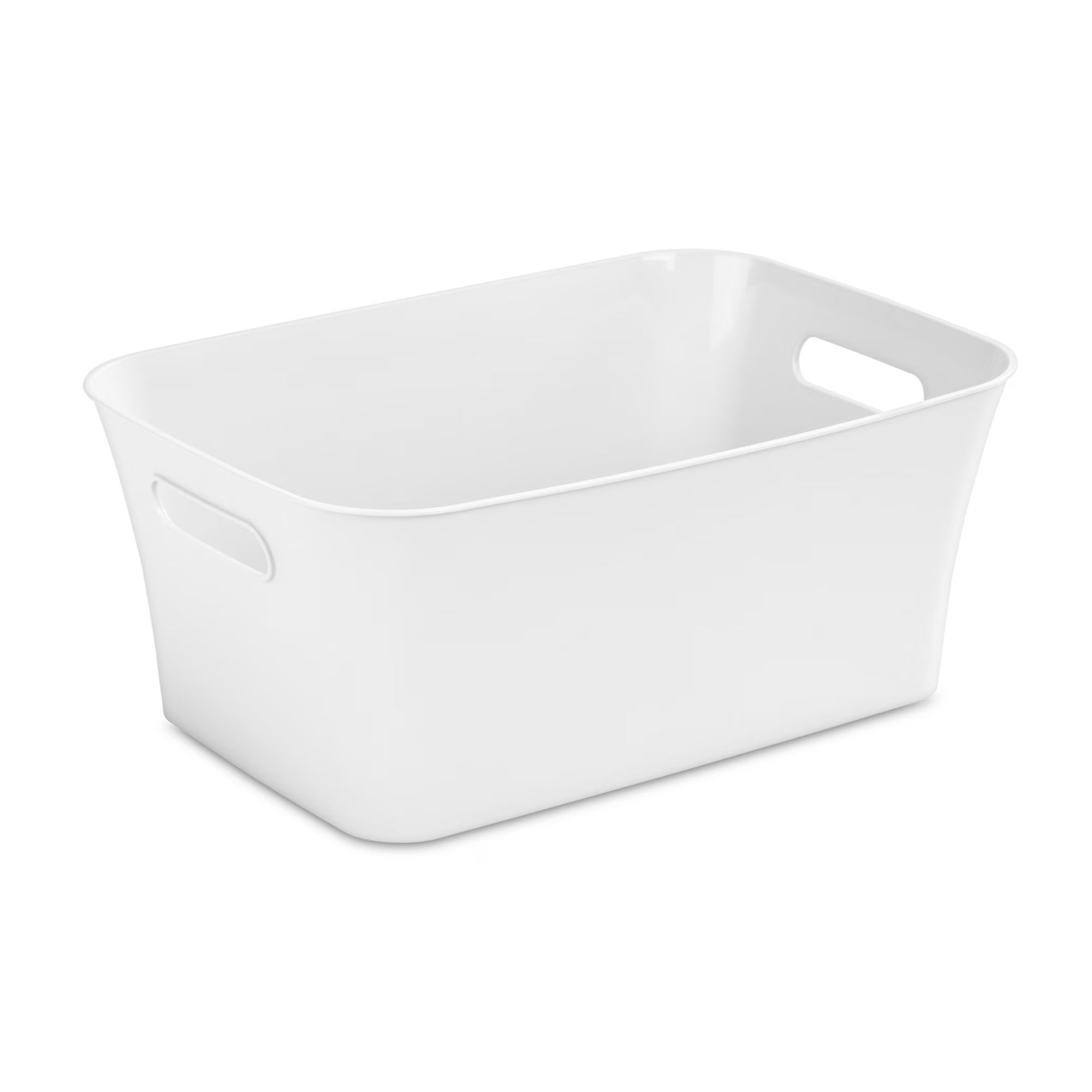 White plastic storage bin