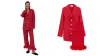 Sleeper Party Pajamas Set with Feathers in Red