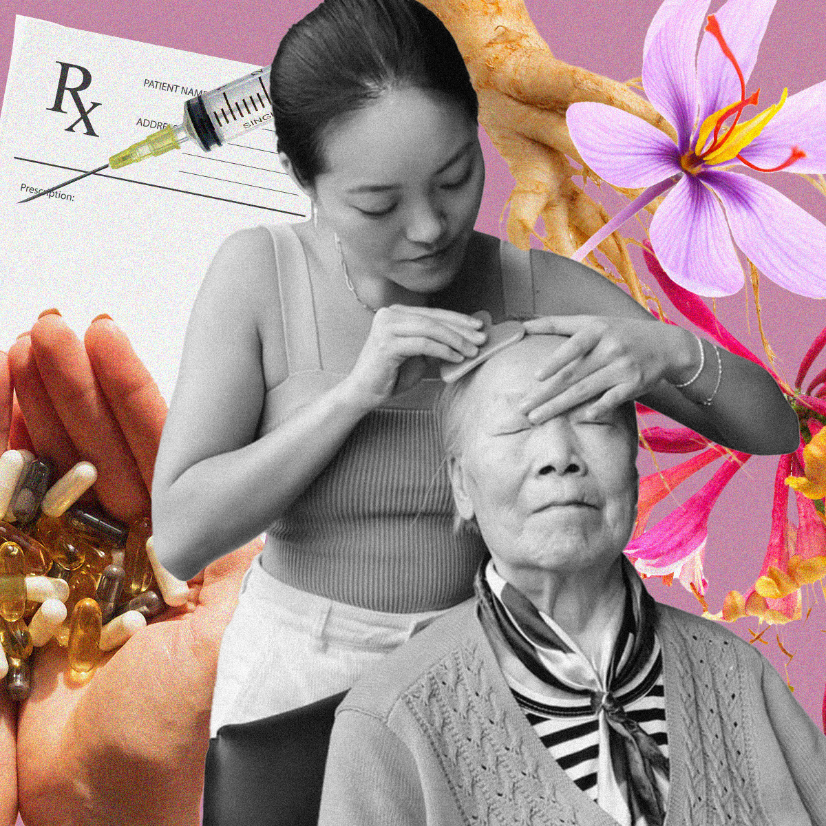 Collage of Eastern and Western medicine practices