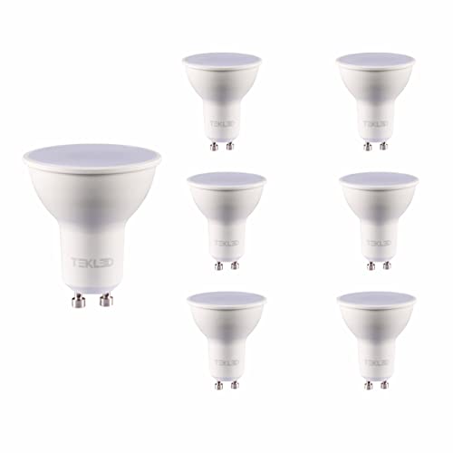 Tekled&amp;reg; Gu10 Dimmable Spotlight Led Bulbs | Energy Saving 7w Light Bulb 50w Halogen Spotlight Equivalent | 120&amp;deg; Wide Beam Angle Mr16 5000k 560lm | 6-Pack | Cool White
