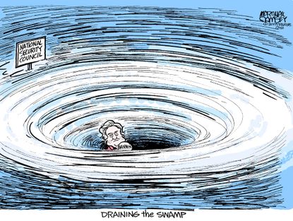 Political Cartoon U.S. Steve Bannon National Security Council drain the swamp