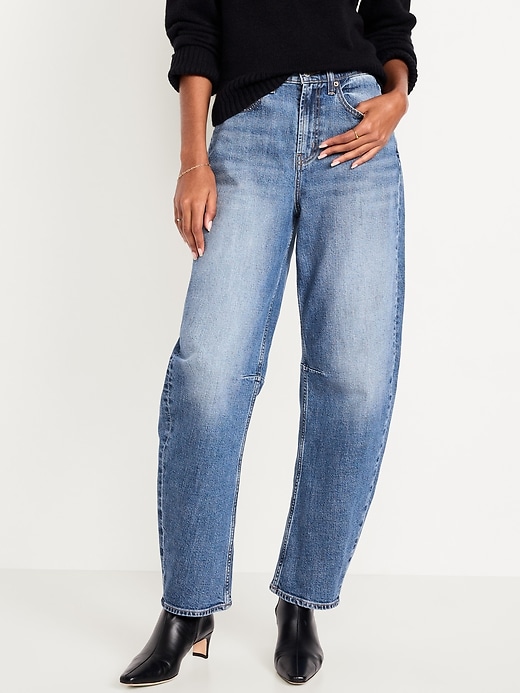 High-Waisted Baggy Barrel Jeans