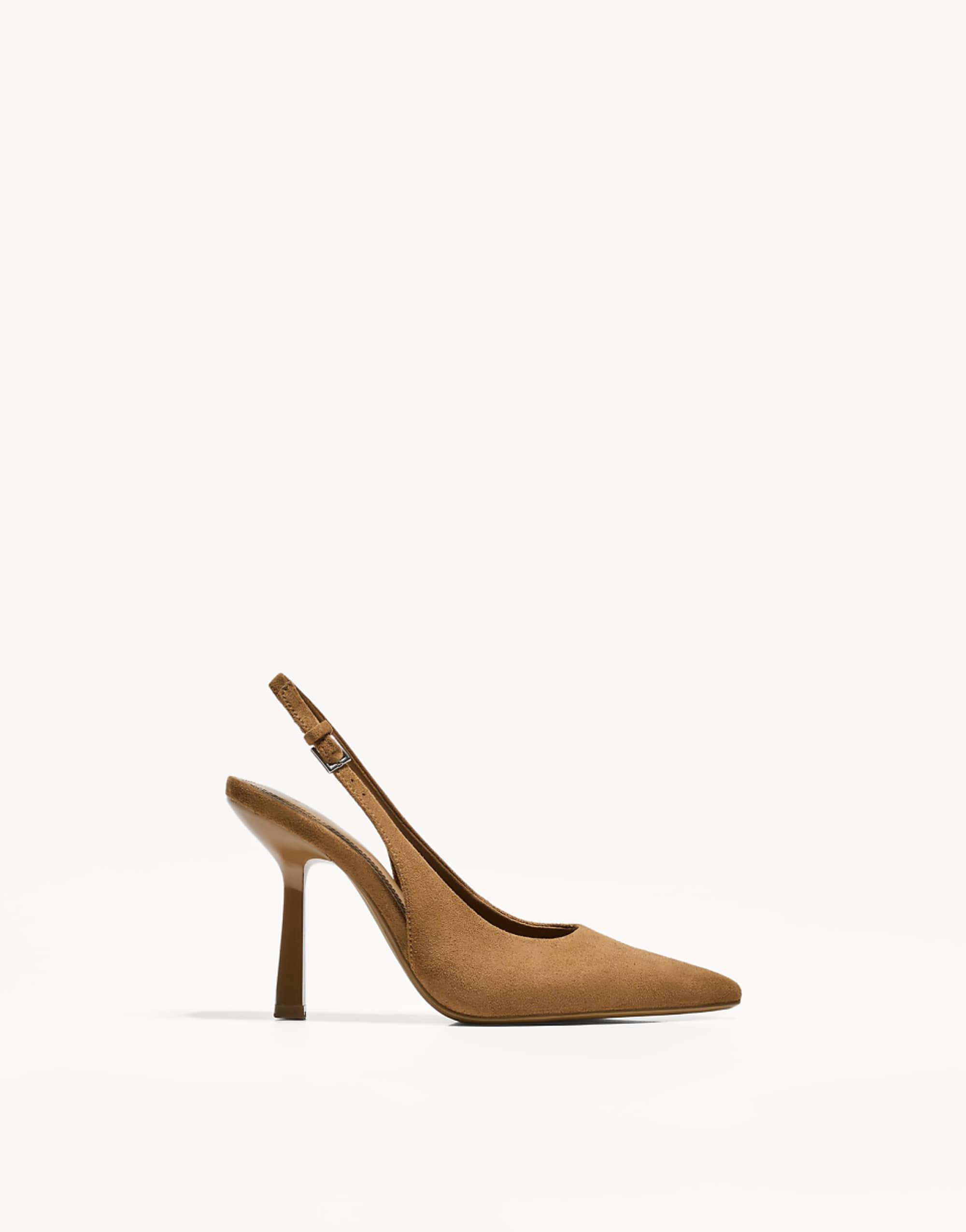 Bershka Heeled Slingbacks in Tan