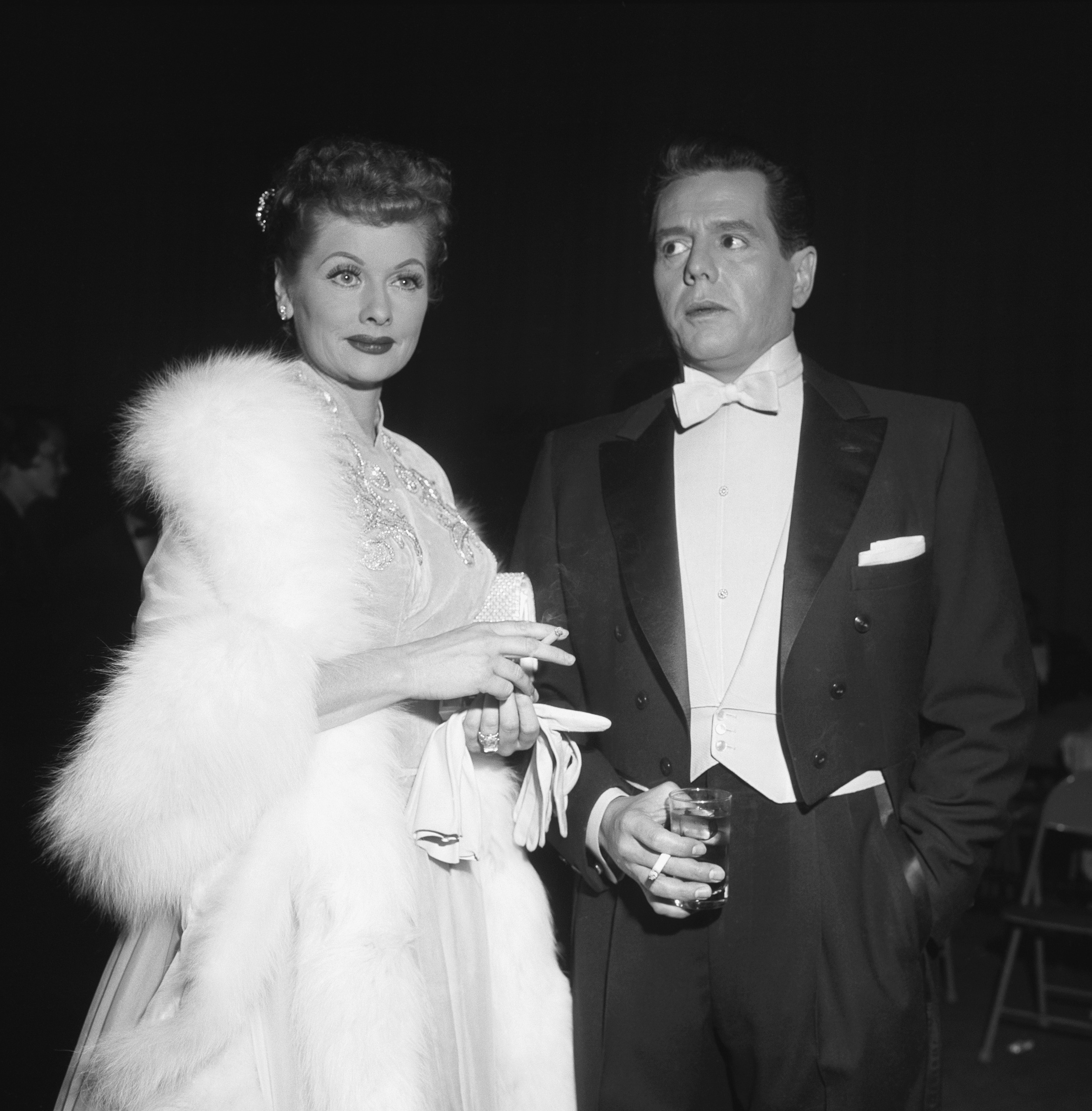 Lucille Ball's red carpet look at the 1957 Emmy Awards
