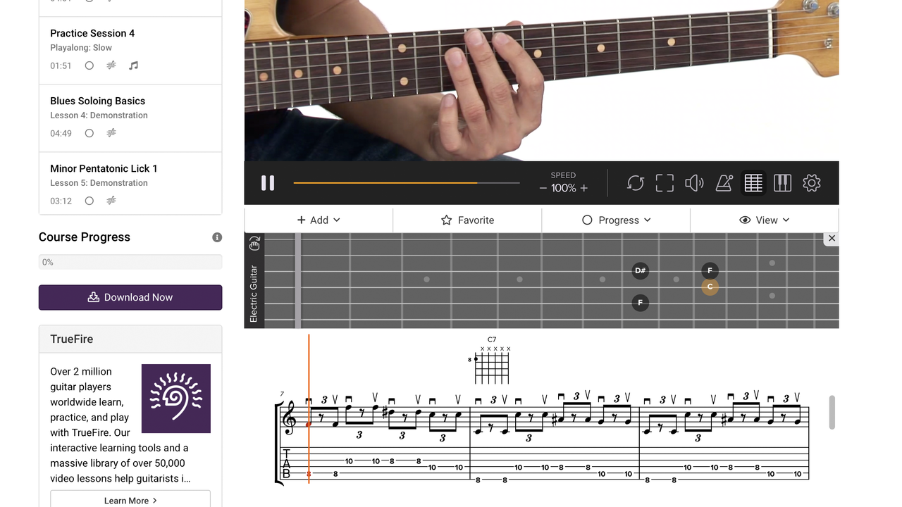 TrueFire sound slice lesson screen grab