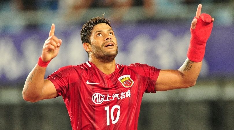 Hulk celebrates after scoring for Shanghai SIPG against Jiangsu Suning FC in May 2017.