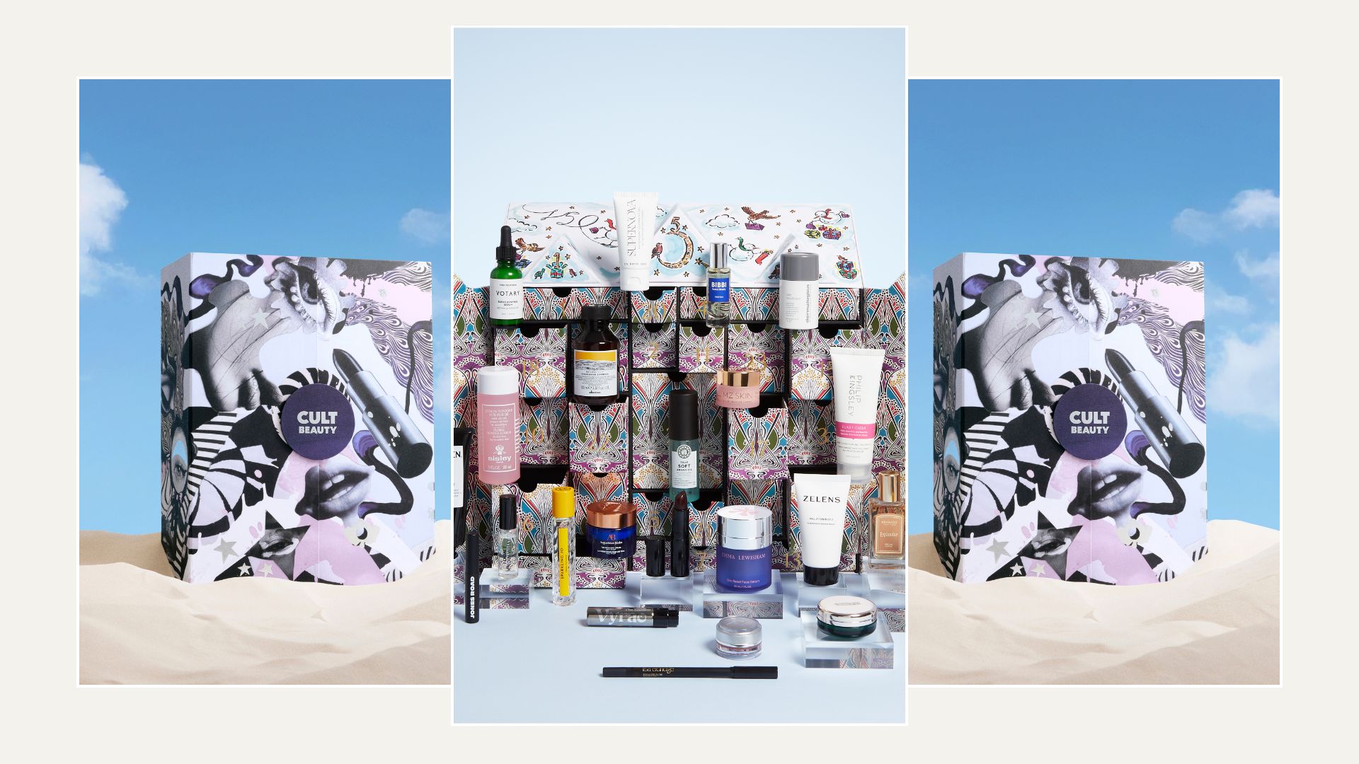 Pictures of the Liberty and Cult Beauty 2025 advent calendars