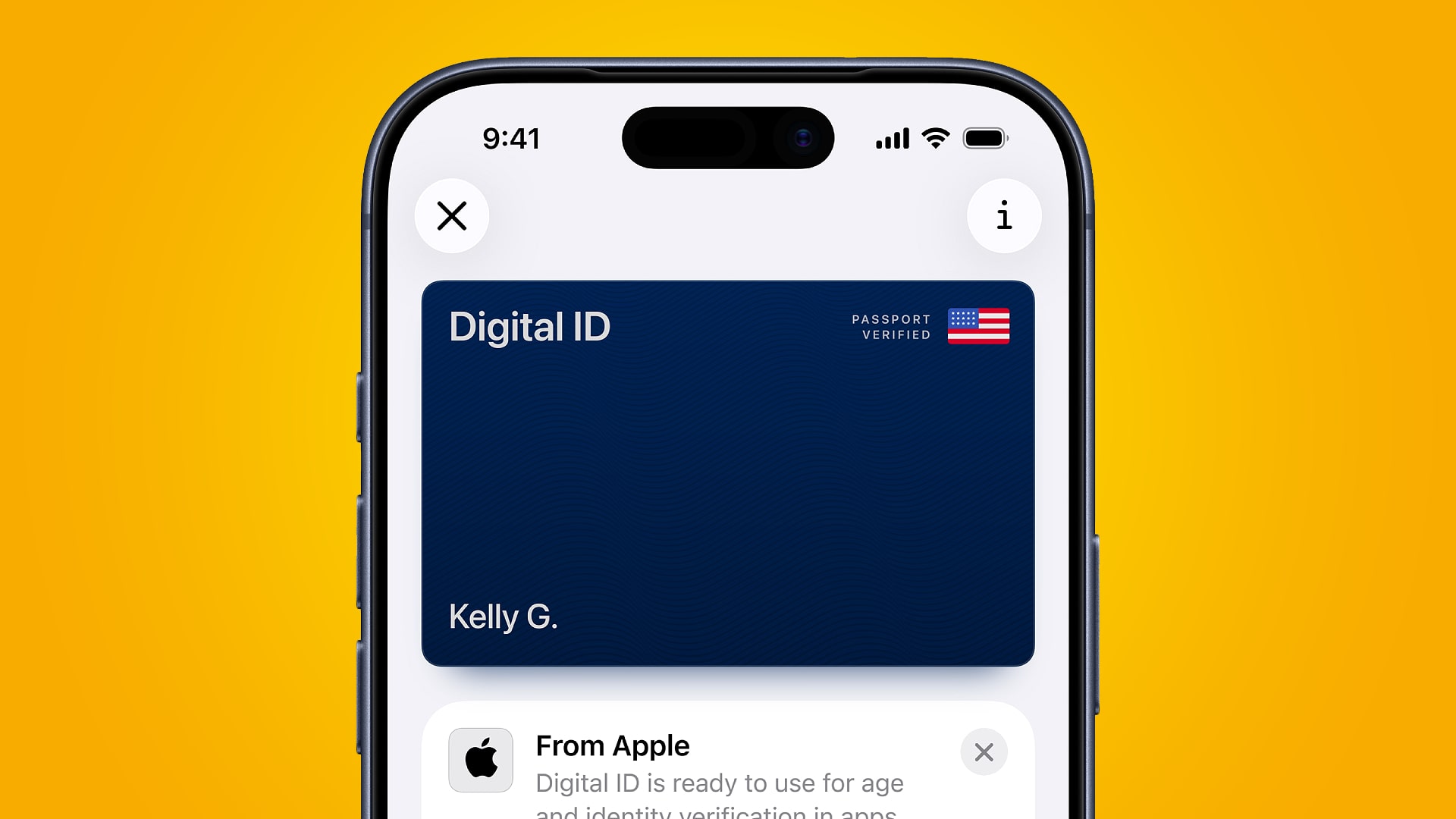 The Digital ID feature in the Apple Wallet app on an iPhone.
