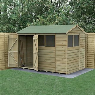 10x6 4LIFE Reverse Apex Shed 25yr Guarantee Overlap Pressure Treated Double Door 4 Windows