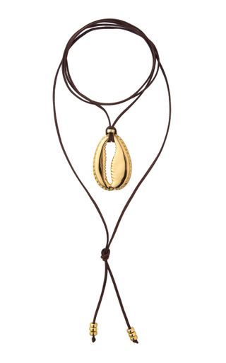 Concha Gold-Plated Faux Suede Wrap Necklace