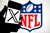 INDIA - 2025/03/20: In this photo illustration, a X (Twitter) logo is seen displayed on a smartphone with a NFL logo in the background. (Photo Illustration by Avishek Das/SOPA Images/LightRocket via Getty Images)