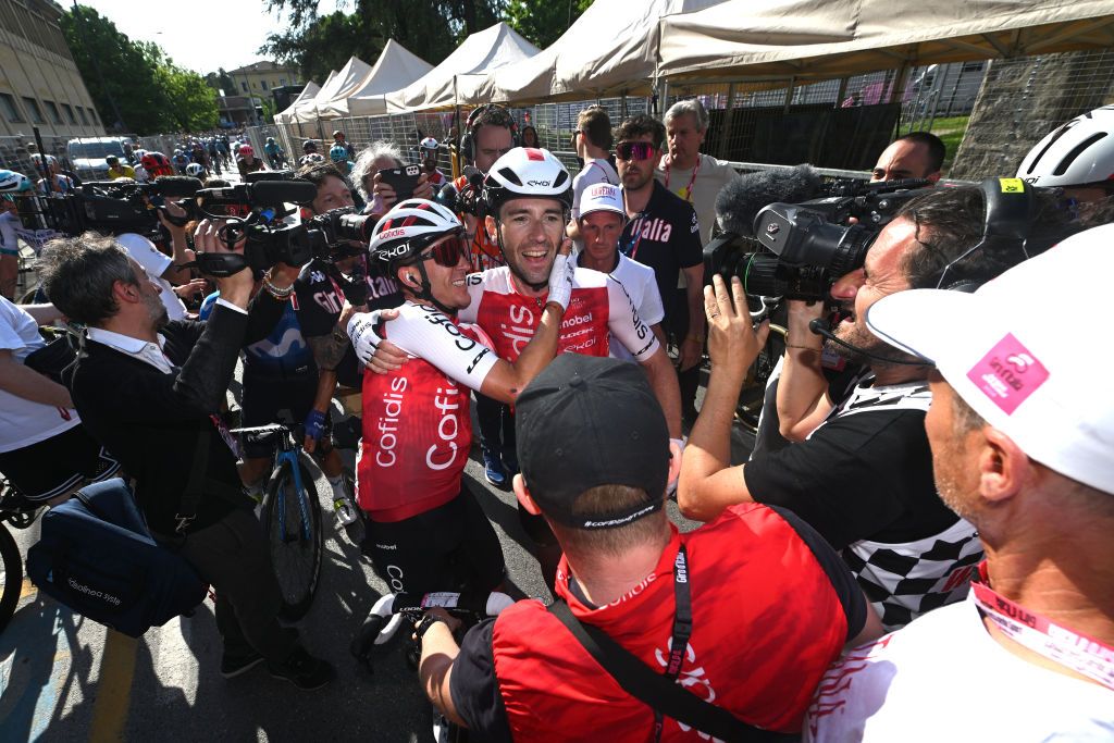 Benjamin Thomas and Cofidis celebrate winning stage 5 at the Giro d&#039;Italia