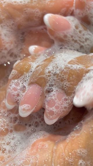 Sheer pink glow French manicure