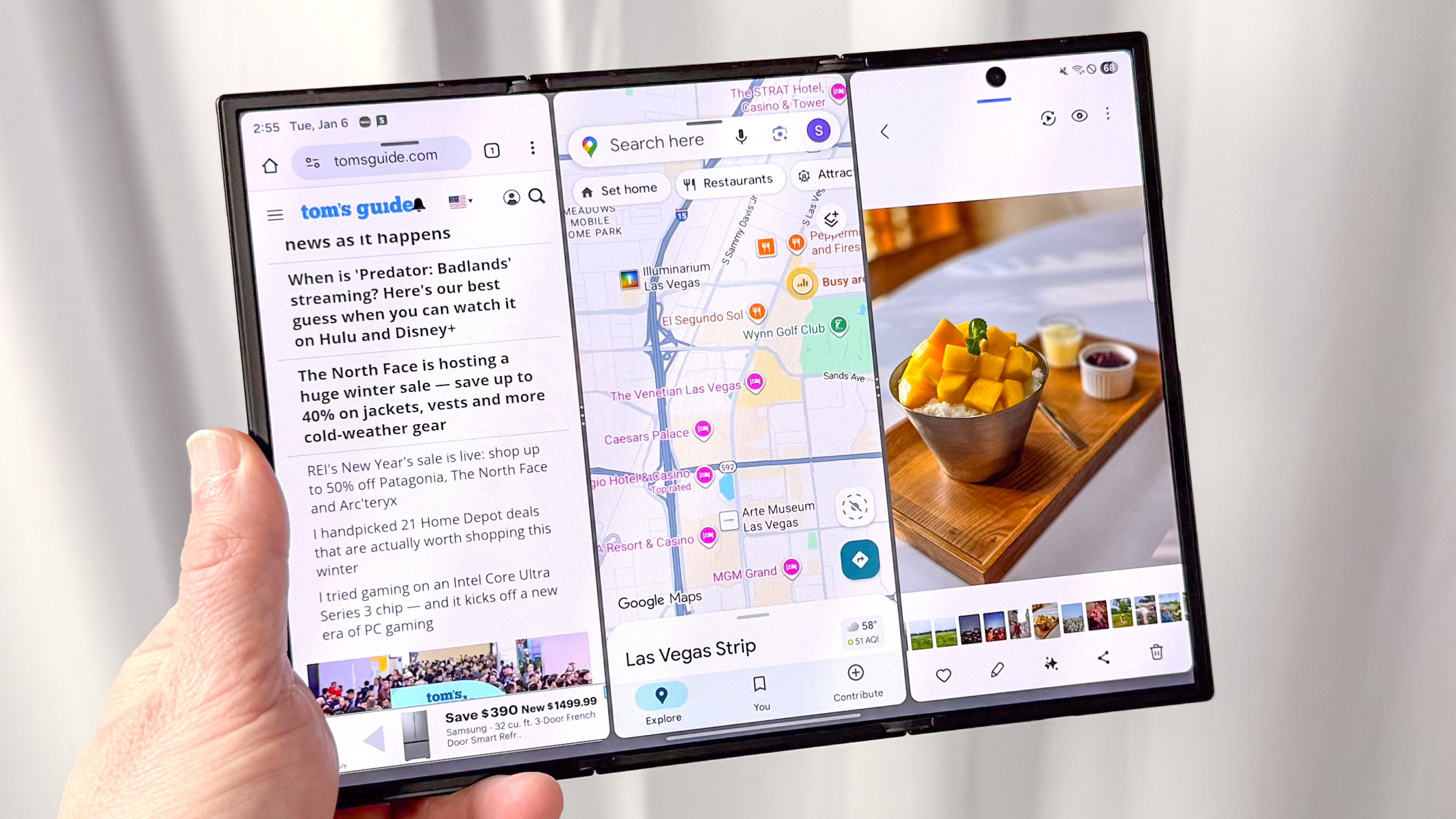 Galaxy Z TriFold shown in hand