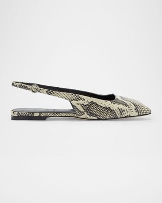 Geraldine Snake-Embossed Slingback Flats