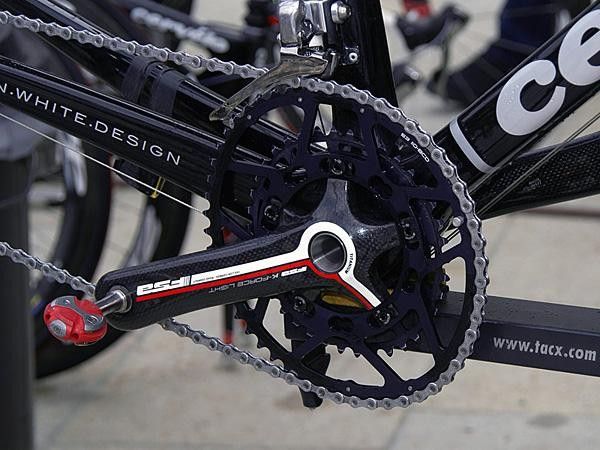 New Tour de France leader Carlos Sastre (CSC-Saxo Bank) ascended the dreaded L'Alpe d'Huez with FSA's latest K-Force Light Titanium and elliptical Rotor Q-Rings.