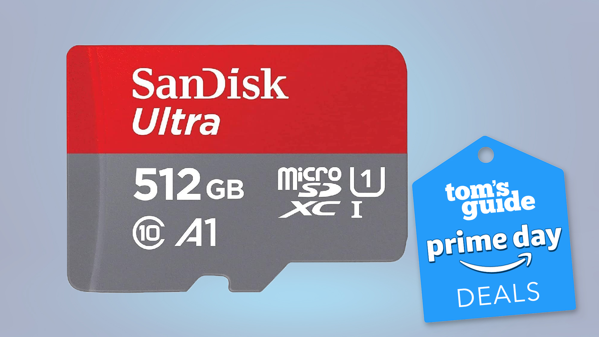 A SanDisk Ultra MicroSD card with a TG Prime Day badge