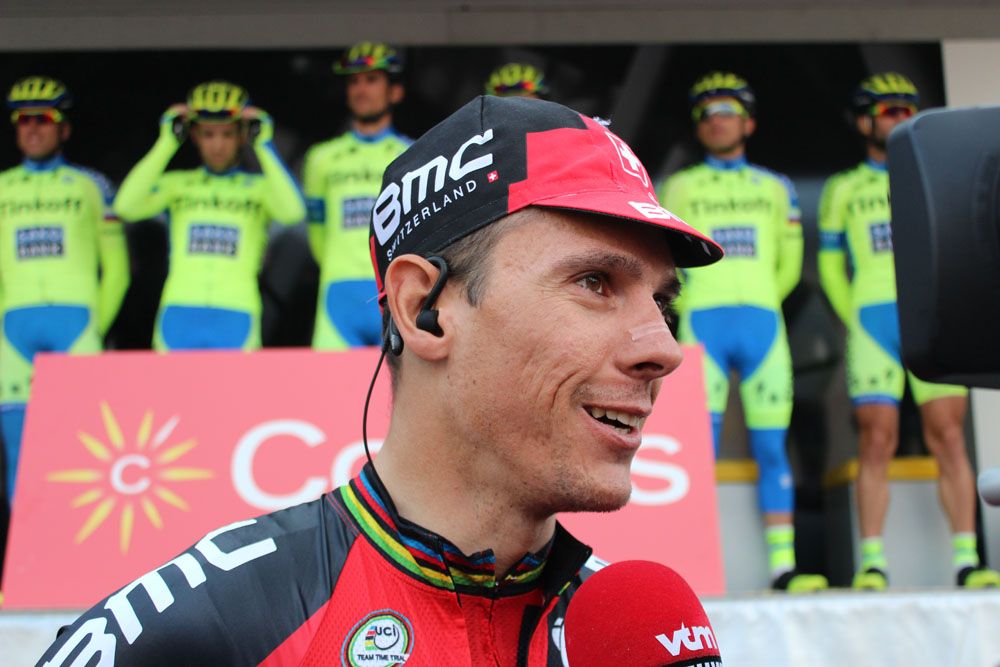 Philippe Gilbert talks to the media