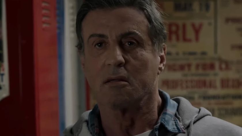 Sylvester Stallone&#039;s Rocky with pained expression on his face in Creed