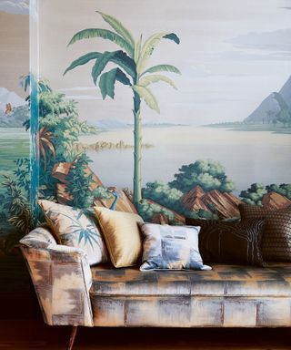 Fromental tropical mural with palm trees