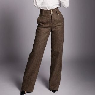 high waisted tweed trousers