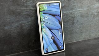 A Google Pixel 7a with a customized Android 14 lock screen