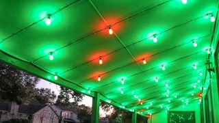 Govee Smart Outdoor String Lights with Christmas setting closeup