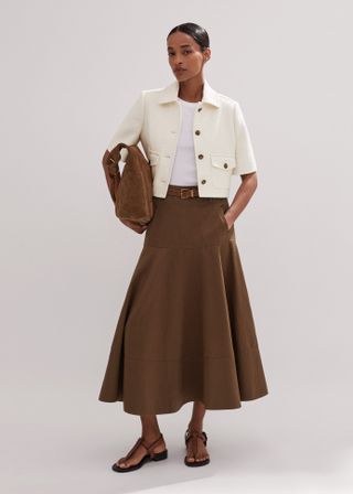 Linen-Blend A-Line Skirt