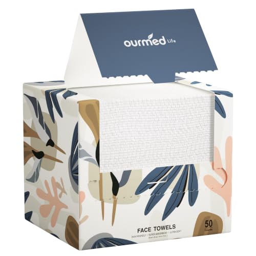 Ourmed Life Disposable Face Towels Xl, Ultra Soft &amp;amp; Absorbent, 50 Count