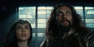 Wonder Woman and Aquaman standing together in Justice League