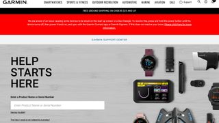 Garmin website displaying an error message