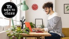 Man using laptop at a desk