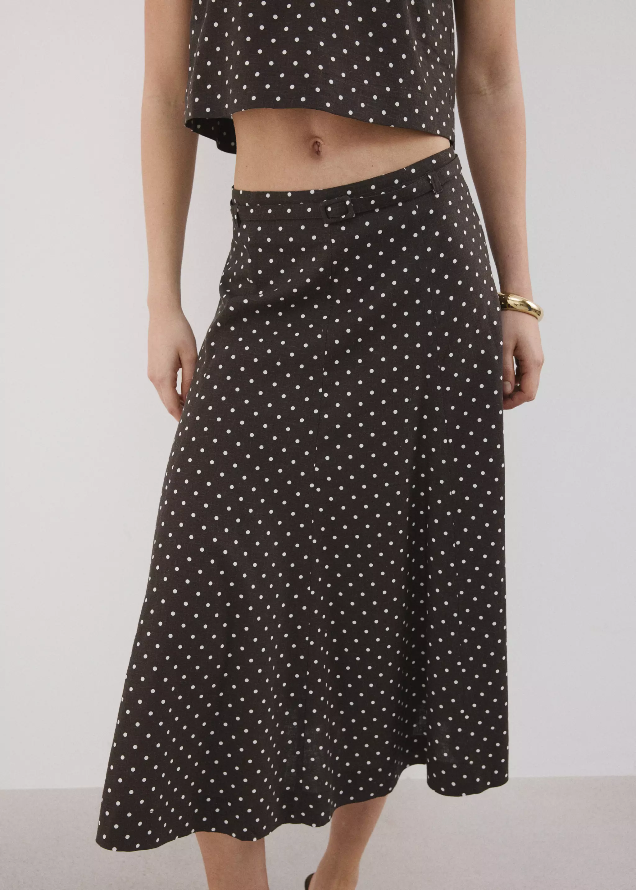 Polka-Dot Linen Skirt - Women | Mango Usa