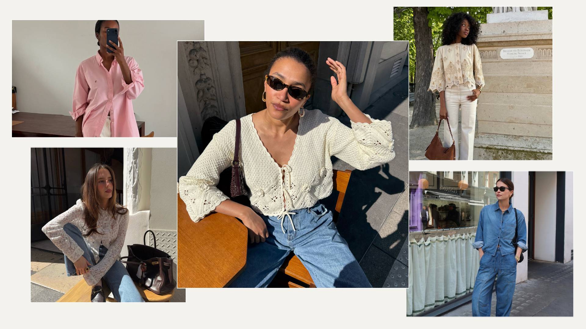 Five European blouse and jean summer outfits