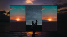 Juno retrograde 2022 feature image; sunset and two couples holding hands in the dark night, symbolizing partnerships