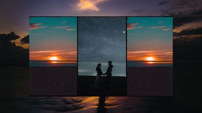 Juno retrograde 2022 feature image; sunset and two couples holding hands in the dark night, symbolizing partnerships