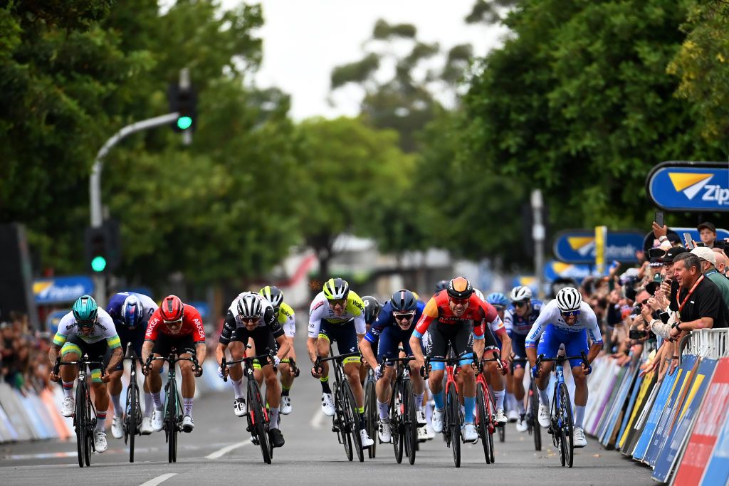 Phil Bauhaus holds off Caleb Ewan to win stage 1 of the Tour Down Under ...