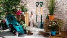 A selection of Robert Dyas gardening products in a garden