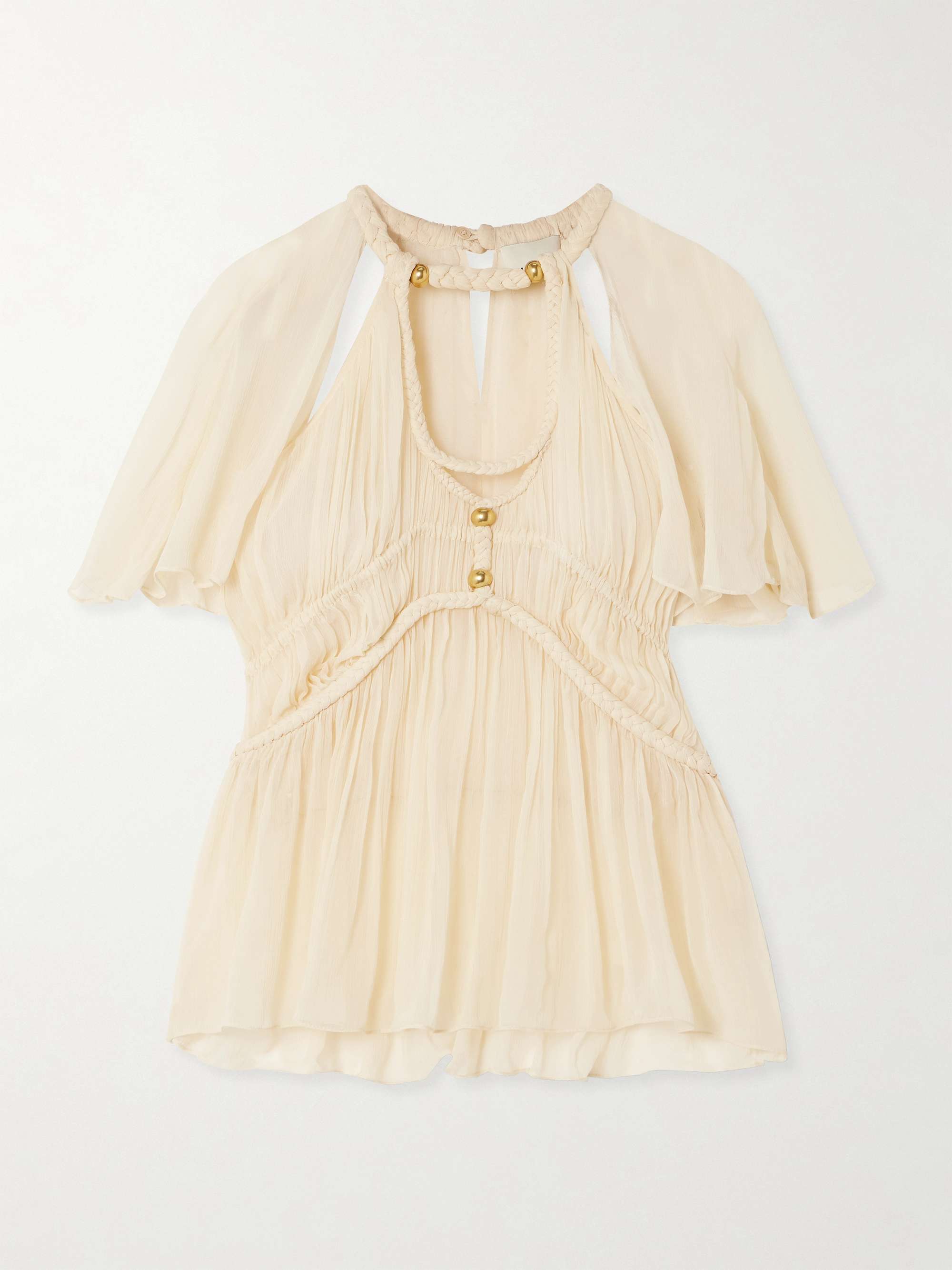 Rosaline Embellished Braided Silk-Crepon Blouse