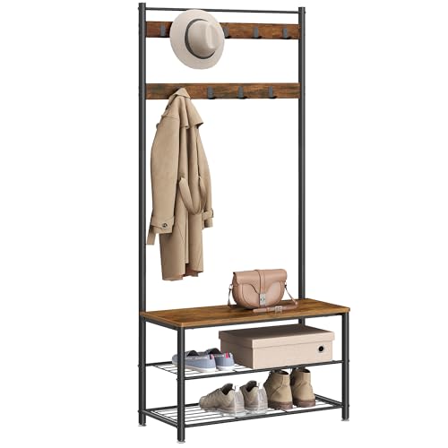 Vasagle Coat Rack Stand for Hallway, 70 X 32 X 177 Cm, Shoe and Coat Rack