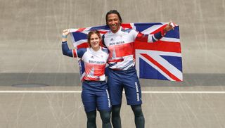 Bethany Shriever and Kye Whyte celebrate their Olympics medals
