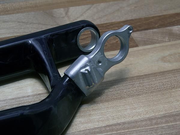 The front derailleur now mounts directly to the swingarm.