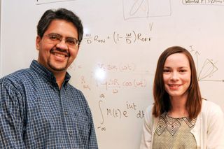 IUPUI undergraduate Natalia Meijome’s research in physics triggered her interest in neuroscience; pictured here with Yogesh Joglekar.