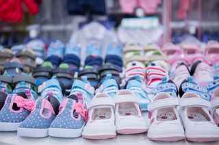 Children's shoes in a store.