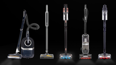 Shark range of vacuum cleaners with a black background 