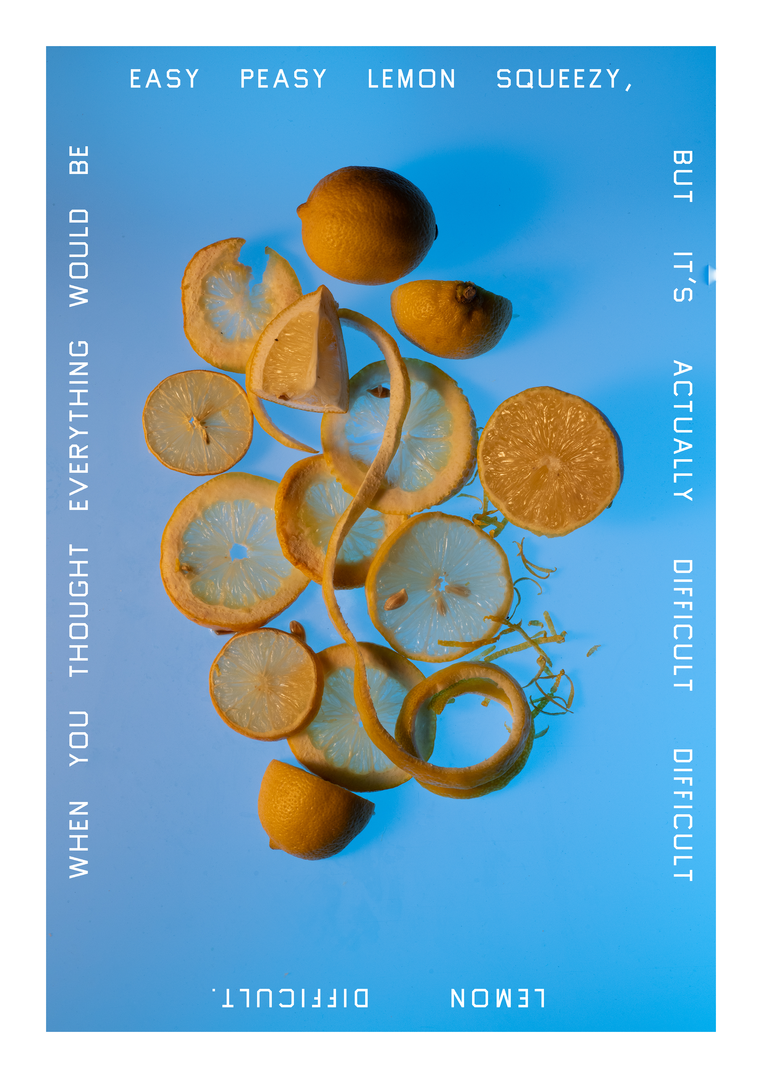 lemons on blue backgrounds